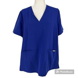 Figs Casma Three-Pocket‎ Scrub Top XXL  Blue Short Sleeves FW1100 Stretchy